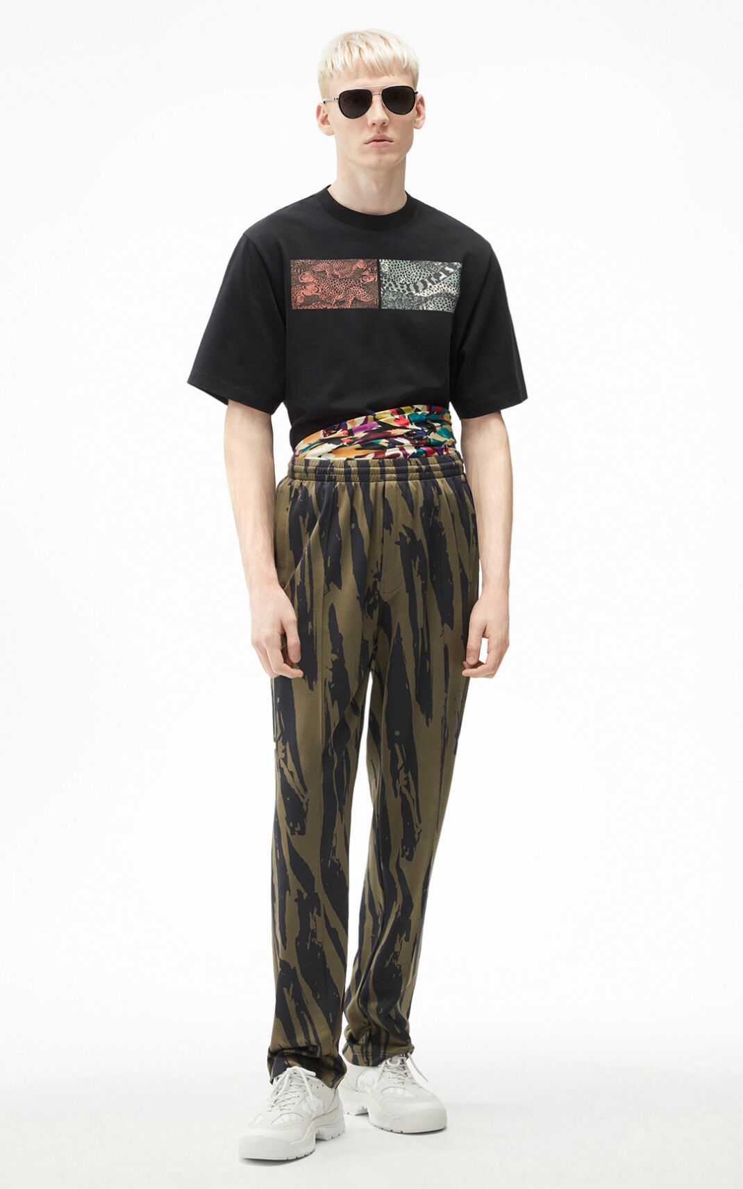 Kenzo Pleat Camo oversize Pantolon Erkek Açık Gri | 6943-MCDAR